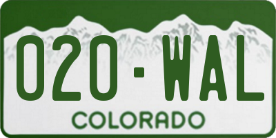 CO license plate 020WAL