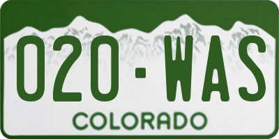 CO license plate 020WAS