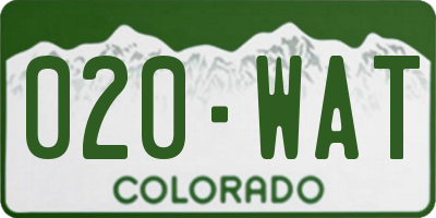 CO license plate 020WAT