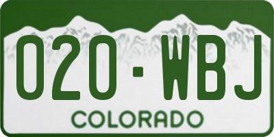 CO license plate 020WBJ