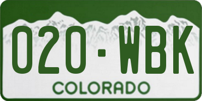 CO license plate 020WBK