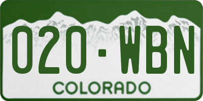 CO license plate 020WBN