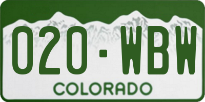 CO license plate 020WBW