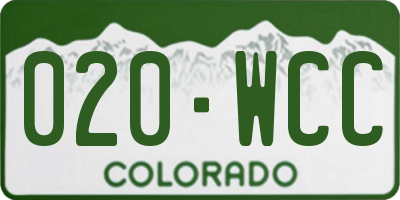 CO license plate 020WCC