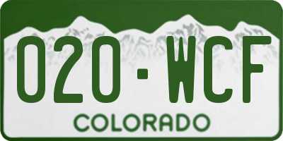 CO license plate 020WCF