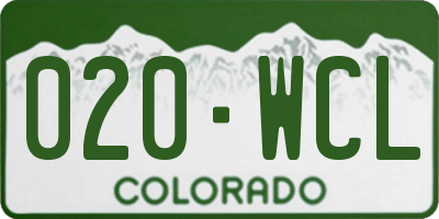 CO license plate 020WCL