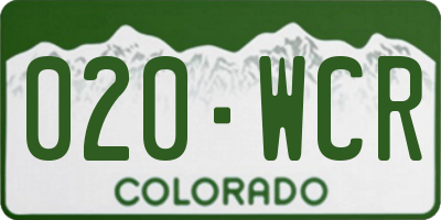 CO license plate 020WCR