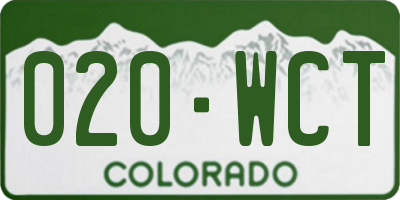 CO license plate 020WCT
