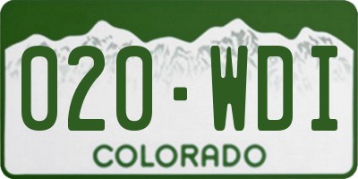 CO license plate 020WDI