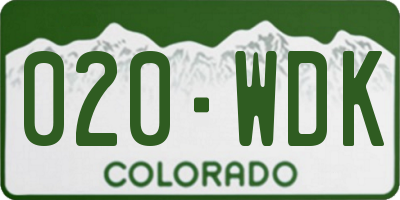 CO license plate 020WDK