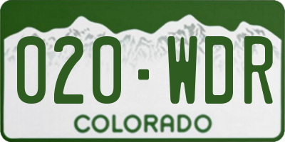 CO license plate 020WDR