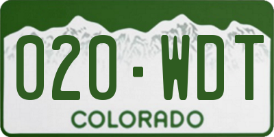 CO license plate 020WDT
