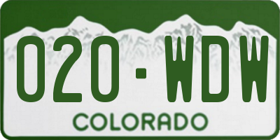 CO license plate 020WDW