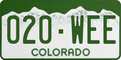 CO license plate 020WEE