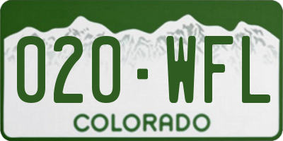 CO license plate 020WFL
