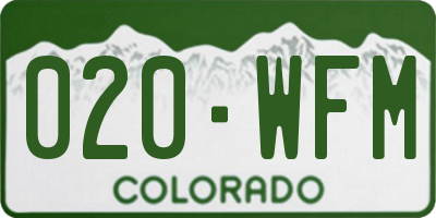 CO license plate 020WFM