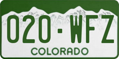 CO license plate 020WFZ