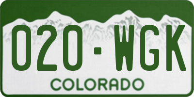CO license plate 020WGK