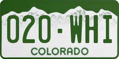 CO license plate 020WHI