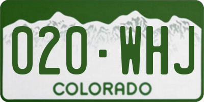 CO license plate 020WHJ