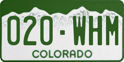 CO license plate 020WHM