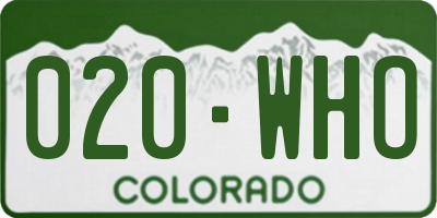 CO license plate 020WHO
