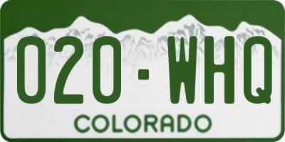 CO license plate 020WHQ
