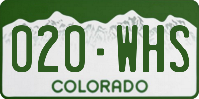 CO license plate 020WHS