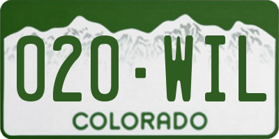 CO license plate 020WIL