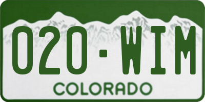CO license plate 020WIM