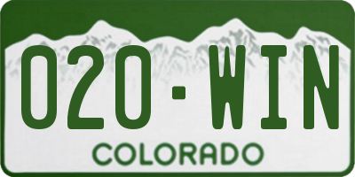 CO license plate 020WIN