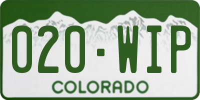 CO license plate 020WIP