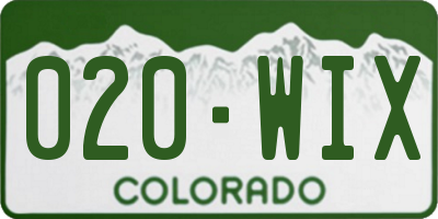 CO license plate 020WIX