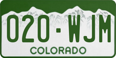 CO license plate 020WJM