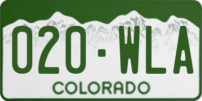 CO license plate 020WLA