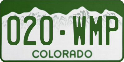 CO license plate 020WMP