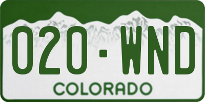 CO license plate 020WND