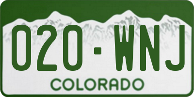 CO license plate 020WNJ