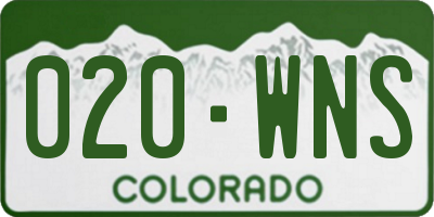 CO license plate 020WNS