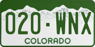 CO license plate 020WNX