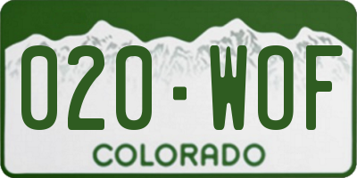 CO license plate 020WOF