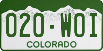 CO license plate 020WOI