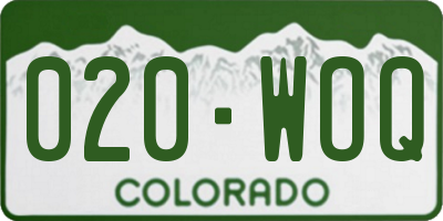 CO license plate 020WOQ