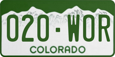 CO license plate 020WOR