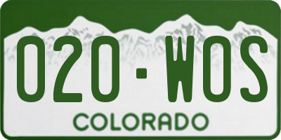 CO license plate 020WOS