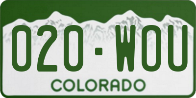 CO license plate 020WOU