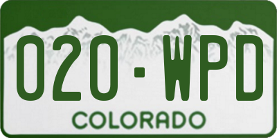 CO license plate 020WPD