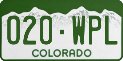 CO license plate 020WPL
