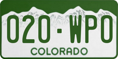 CO license plate 020WPO