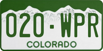 CO license plate 020WPR